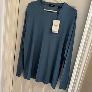 Theory Men's Long Sleeve Crewneck in Slate Blue